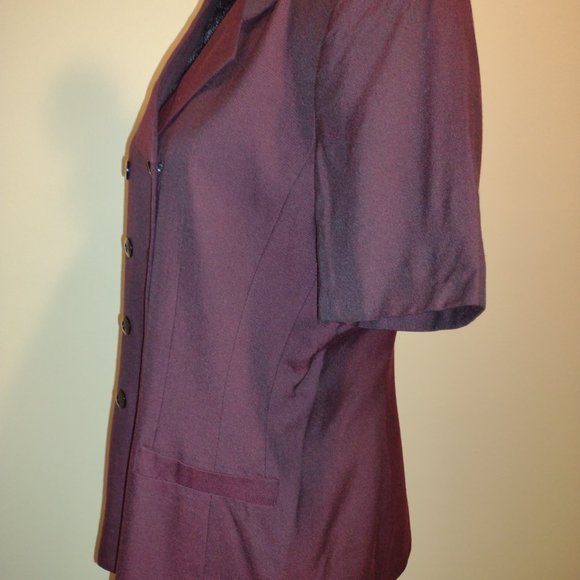Le Suit, 2pc Pant Suit, Dark Burgundy, Short Sleeves, Size-10 (Dry Cleaned) - Picture 4 of 5